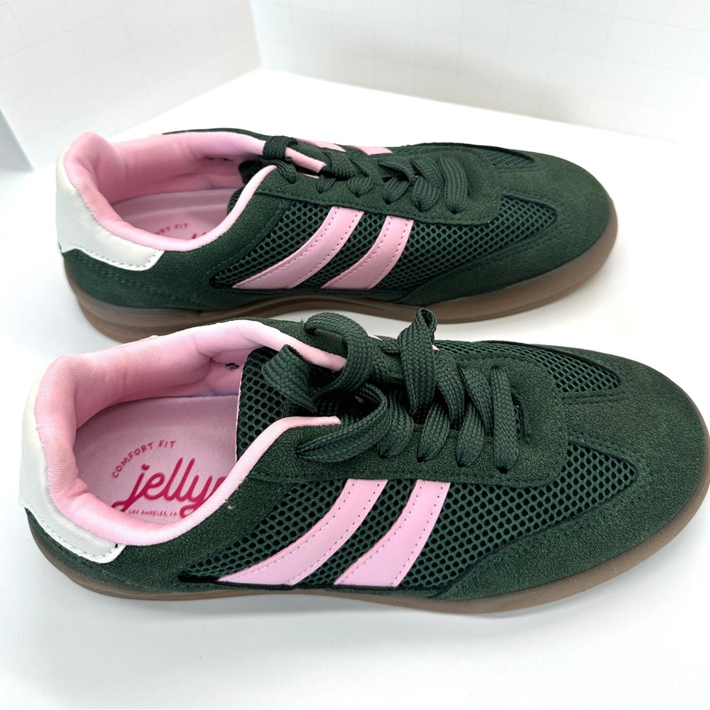 Jellypop Metro Suede Sneakers Retro Sneaker Women's 7.5 Green Pink NWOT New - Picture 6 of 9